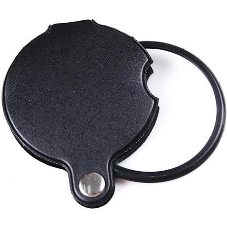 60 mm Diameter 10x Mini Glaslins Förstoringsglas Fickförstoringsglas Urmakare Förstoringsglas Vikbart med PU-Läderfodral - Svart