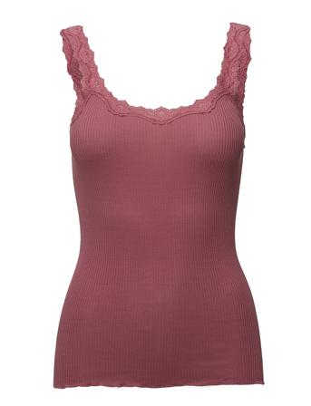 Silk Top W/ Lace T-shirts & Tops Sleeveless Rosa Rosemunde