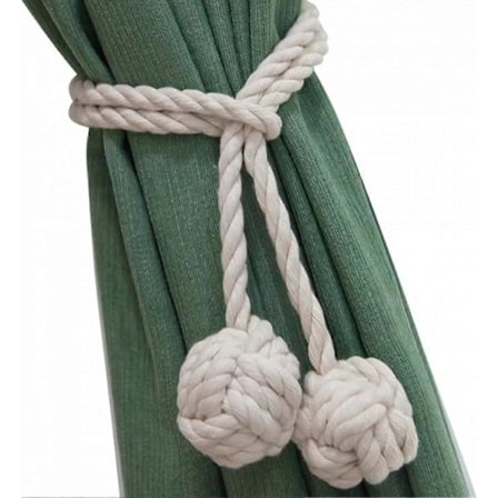 Gardinbindinger til gardiner - 2 STK. Naturlig bomuld udendørs gardinbindinger dekorativt reb - Gardinbinding (Beige) 60 cm