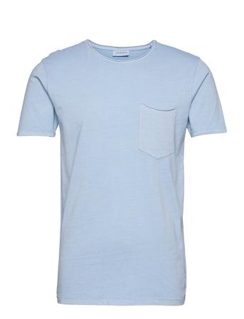Washed Tee W?. Pocket S/S T-shirts Short-sleeved Sininen Lindbergh