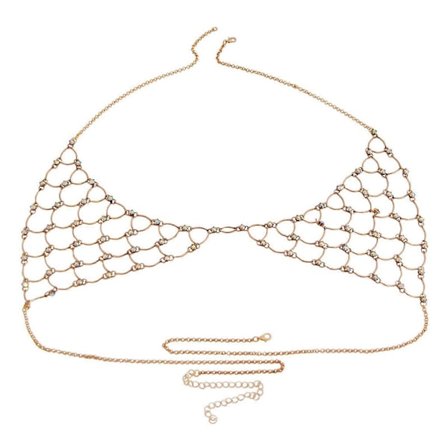 Rhinestones Kroppskjede BH Sexy Bikini Kroppskjede Mote Kroppskjede Smykketilbehør Justerbar for Fest-Strand Gull