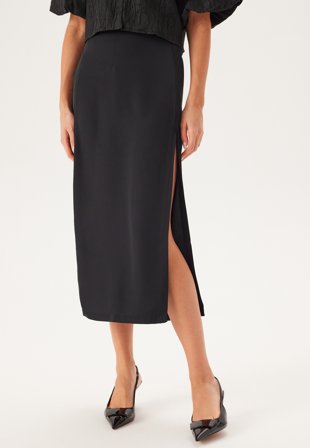 VILA Visivanni Hw Slit Midi Skirt Black Beauty Vaatteet