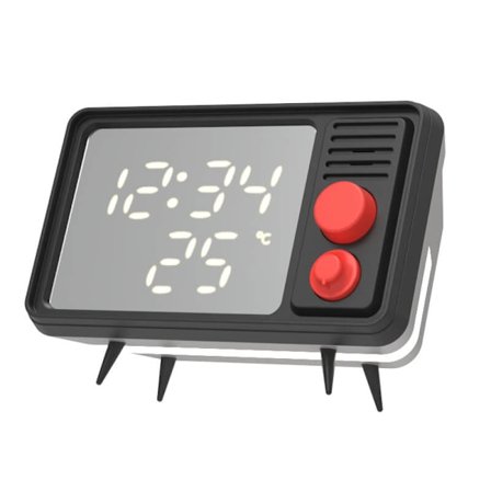 Clock with Light TV Retro Black/Grey