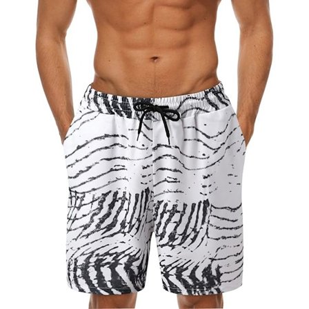Randiga sommarstrandshorts med elastisk midja och dragsko, badshorts för män, hawaiianska semesterkläder, badbyxor för män