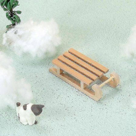 Miniatyr Kjelke i Tre - Mini Kjelke Som Tilbehør Til Julenisse Og Dekor Til Vinterlandskap - 10 X 3,5 X 2 Cm