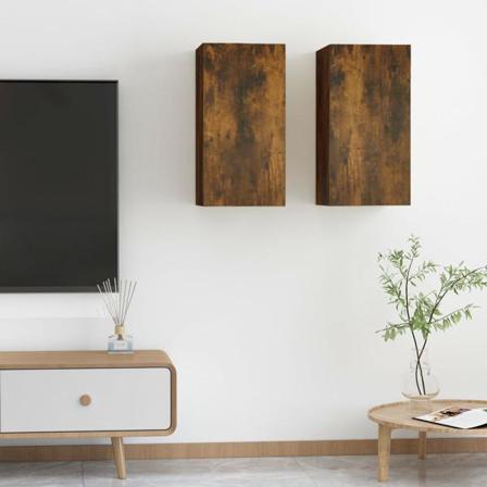 Vidaxl Tv-skåp 2 St Rökfärgad Ek 30,5x30x60 Cm Konstruerat Trä Brun