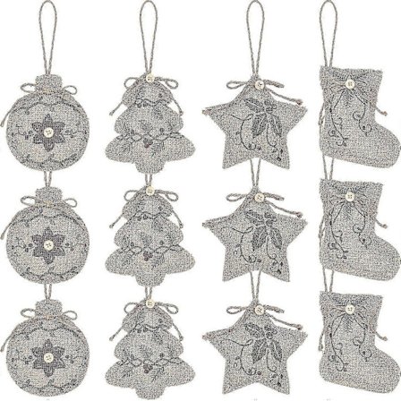 Jul Jutesäcks Ornament Kula Formad Rustik Heminredning 6-Pack