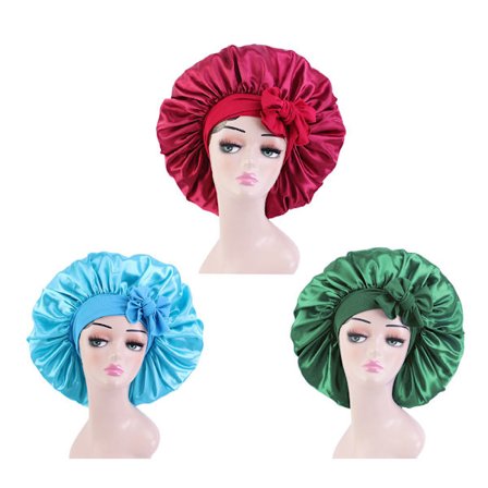 Satenghette Silkehette Hårhette (burgunder + himmelblå + mørkegrønn) Jumbo Størrelse for Søvn