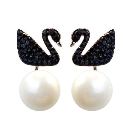 Enkle øreringe med sorte svanepærler