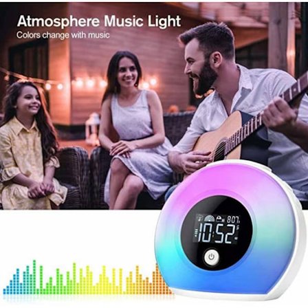 LED-stemningslys Bluetooth-høyttaler vekkerklokke, nattlys
