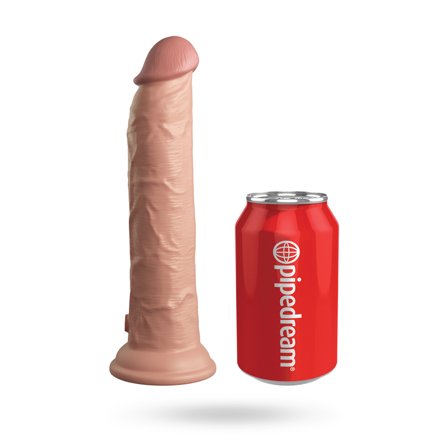 King Cock Elite 23CM Vibrating Silicone Dual Density Cock with Remote - Light - Vuxen.dk: For hende