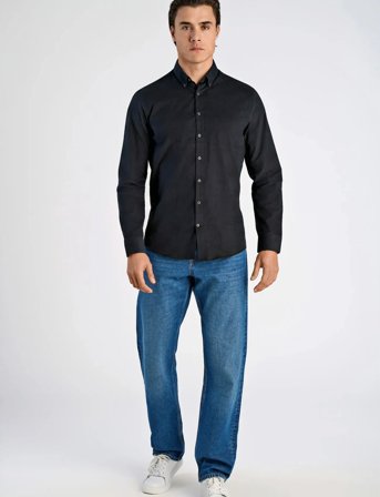 Lindbergh Fine Corduroy Shirt L/S - Black - XL
