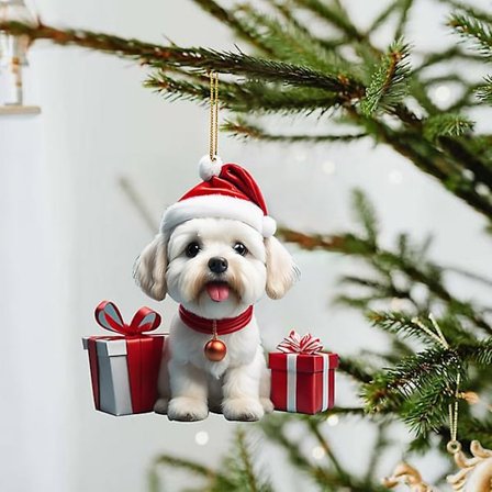 Sød Hund Hængende Vedhæng Til Hjemmet Trævedhæng Hjemmedekoration Vindue Bilpynt Nytår 2024