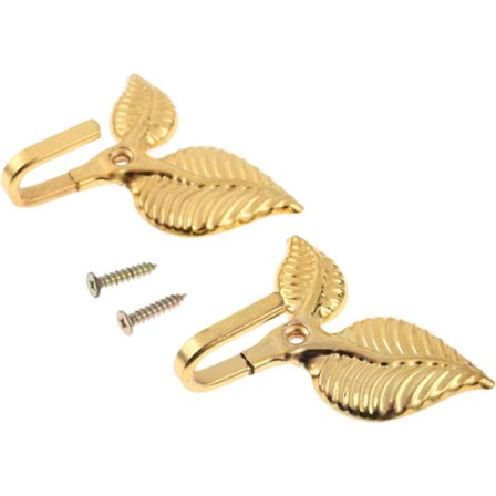 2 st brons vintage blad design gardin upphängningskrok hålla tillbaka krokar, guld