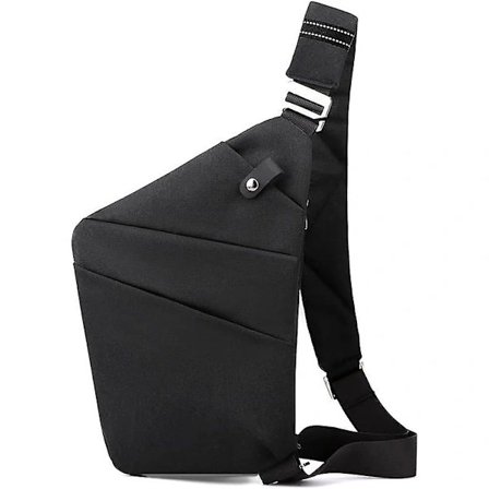 Sling Bag, Lätt Crossbody Axelväska Bröstväskor Dagryggsäck, En Rem Stöldskyddande Slingväska för Kvinnor Män Svart Black Right Shoulder