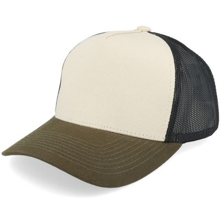 Equip - Beige trucker Keps - Kids Stone/Black/Olive Brim A-frame Trucker @ Hatstore