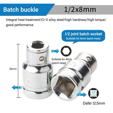 Ratchet Socket Adapter Socket Hex Bit Adapter 1/2-8MM02 02