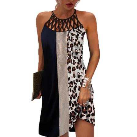 Sexig Klänning Dam Strand Mini Sommar Ärmlös Hollow Elegant Bo