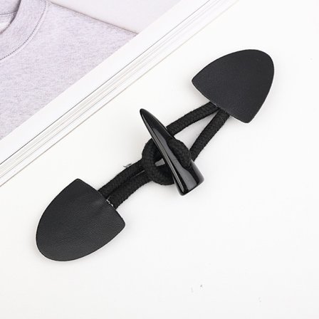 Par Horn Toggle Knapper Duffle Coat Spænde Knapper Fancy Knapper, Sort, 16x4cm