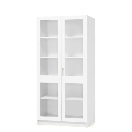 Wooden storage cabinet THEO with tall glass doors, 1000x470x2100 mm, white