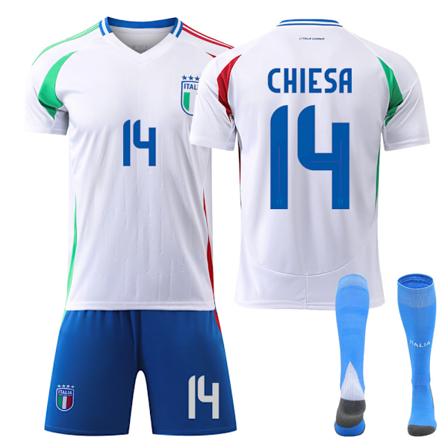 2024 EM-futispaita Italia vieras Federico Chiesa nro 14 Jersey Jalkapallopaita Lapset Set Koko: 22