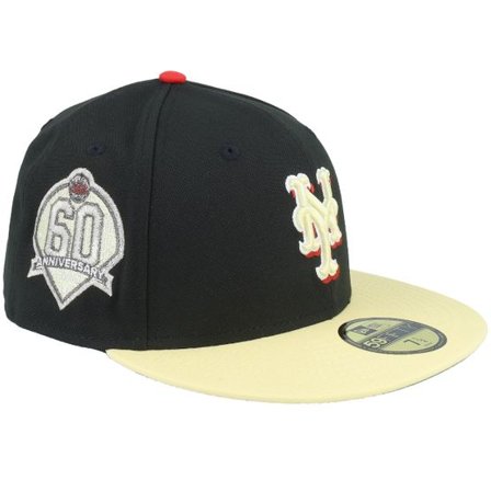 New Era - MLB Svart fitted Keps - New York Mets Pearly Gate 59FIFTY 60th Anniversary Black/Soft Yellow Fitted @ Hatstore