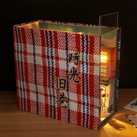 Miniatyr Bokstøtte Tre Bok Nok Hylle Innlegg Kit Eventyr Fortelling By Skog Hus