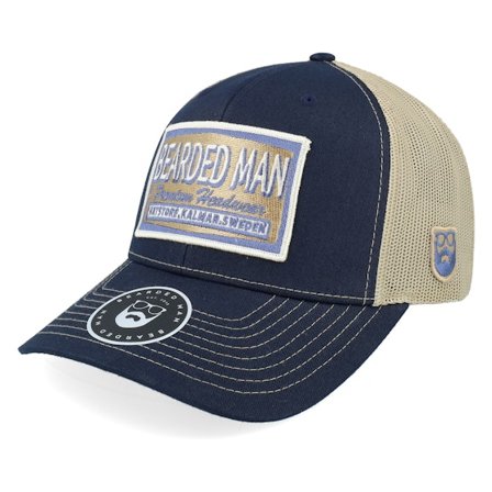 Bearded Man - Blå trucker Caps - Logo Khaki/Navy Navy/Khaki Trucker @ Hatstore