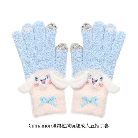 Kawaii Kuromi My Melody Cinnamoroll Varme Vanter Kvinder Vinter Sanrioed Anime Tegneserie Plys Strikket Vanter