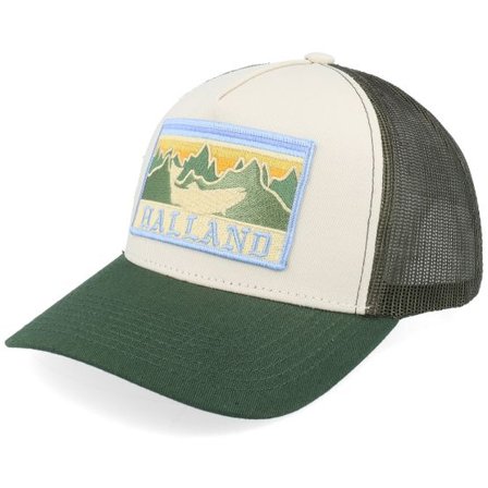 Wild Spirit - Grå trucker Keps - Swedish Halland Landscape Stone/Olive/Dark Green A-Frame Trucker @ Hatstore