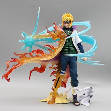 26cm Naruto Namikaze Minato Anime Figurer Gk Figurine med LED Pvc Statue Rasengan Dekoration Samleobjekt Model Børnelegetøj Gave (FMY)