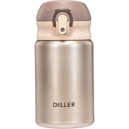 Termos - 300ML Mini Isolert Rustfri Stålflaske, Lekkasjesikker Søt Vakuumflaske (Gull)