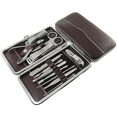 12-i-1 Rustfritt Stål Neglepleie Klippesett Manikyr Pedikyr