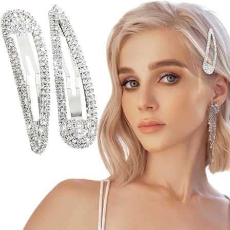 2 stk. Rhinestone Hårklemmer Metal Snap Hårnåle Hårspænder Hårnål Hårdekorative Hårtilbehør til Kvinder Piger