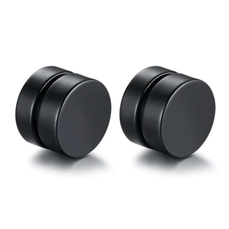 2-pack svart magnetisk falske piercing ører Strømningspluggstørrelse Gratis tekst: 10mm