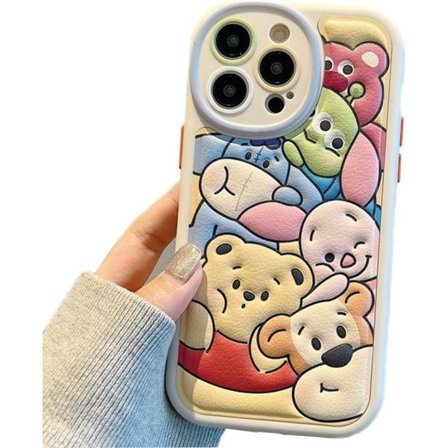 Kompatibelt med iPhone 12 Pro Sött Skal, Kawaii Telefonskal TPU Läder Telefon Zoo Prägling Tecknat Skal för iPhone 12 Pro