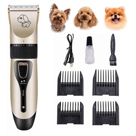 Hundtrimmer med tillbehör Svart/Guld