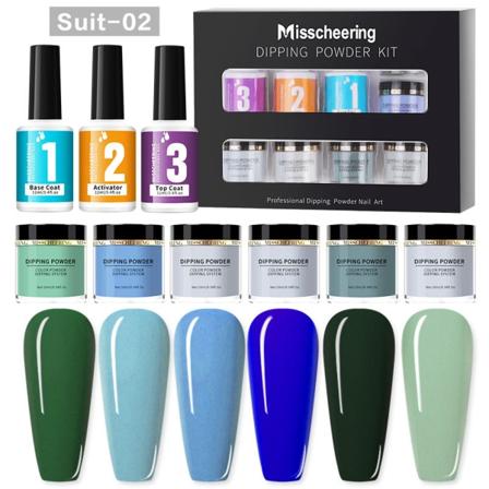 Nail art dopppulversett uten baklampe Fransk dopppulver neglglitter Dopppulver A2