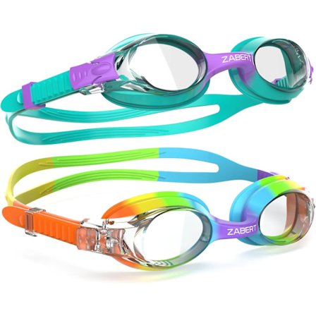 2025 Siste Modell K20 Svømmebriller for Barn Jenter Gutter Alder 3-10 År, Anti-dugg 100% UV-beskyttelse med Reiseveske #92.[2-pakning] Ra