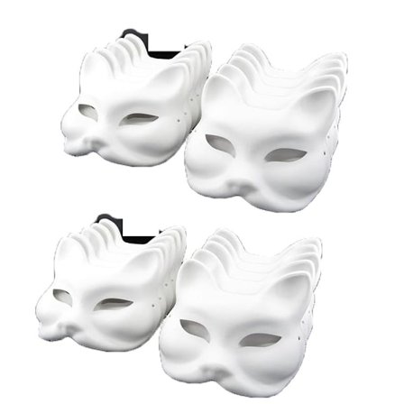 20 st Rävmasker Therianmasker gjorda av vitt papper för DIY-målning