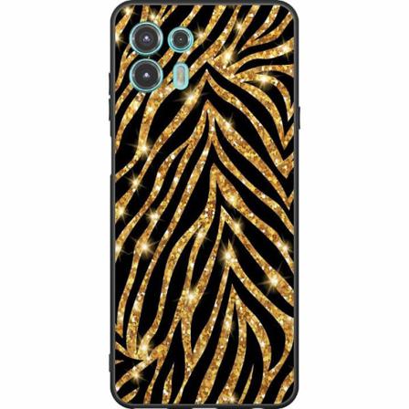 Motorola Edge 20 Lite Svart Skal Gold & Glitter