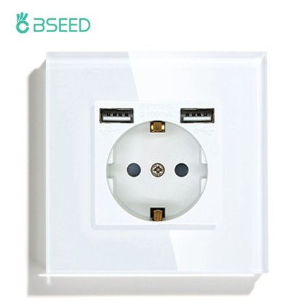 Enkelt Stikkontakt EU Væg Stik Dobbelt Stik USB Type-C Telefon Opladning Glas Panel Væg Touch Switch Børnebeskyttelse