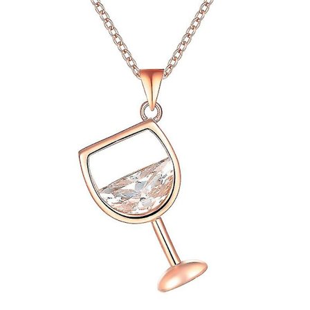 Mode Kvinder Vinglas Lang Kæde Halskæde Smykker