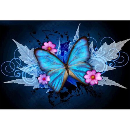 Diamantmålningssats Full Drill Maple Leaf Butterfly DIY Rhinestone Cross Stitch Broderi Konst Hantverk för Hemvägg Dekor 30x40cm B