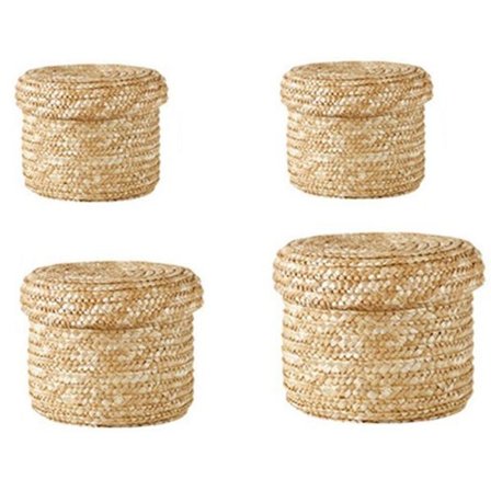 Punottu säilytyskori kannella, käsintehty olkinen välipalajahjo, pyykkikorit, rottinkinen säilytyskukka