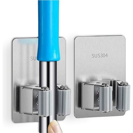 Väggmonterad rostfri kvasthållare, självhäftande