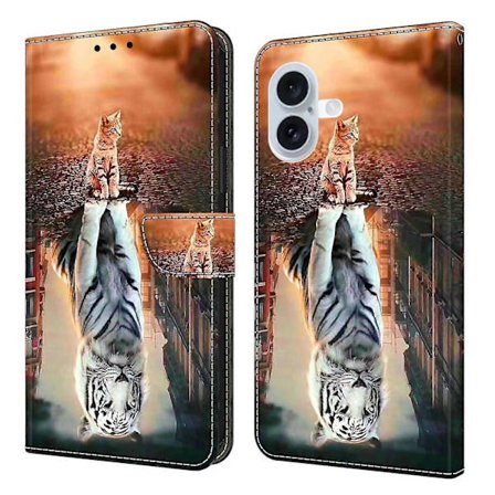 Kompatibel med iPhone 17 Deksel Magnetisk Lås 3D Mønster Lær Lommebok Telefonbeskyttelse