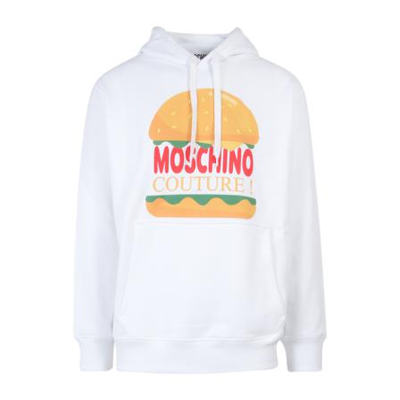 Moschino Logo-print Hoodie Hvid, Herre