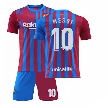 21-22 Barcelona Hemma Messi nr 10 Set Fotboll T-shirt