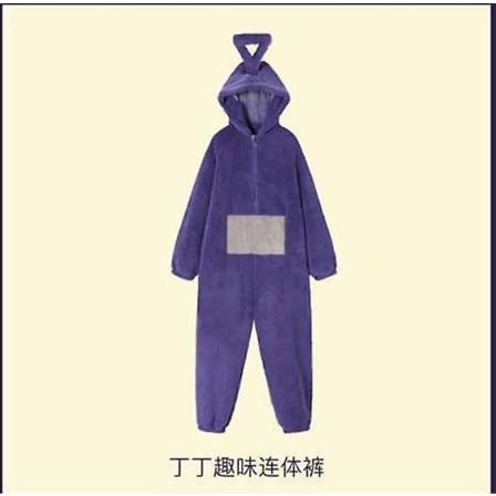 Teletubbies Natttøy Jumpsuit Lala Tinky Winky Onesies Dipsy Po Pyjamas Julepyjamas Kvinner Halloween Cosplay-kostyme Høykvalitets CMK Tinky Winky 